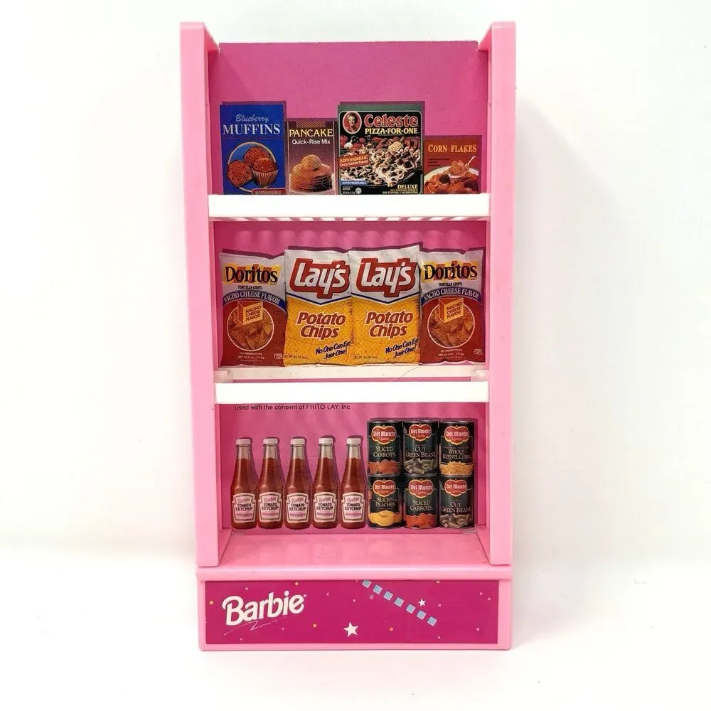 Barbie So Much To Do Mini Mart Pink Grocery Store Shelf Playset Part 1991 Mattel